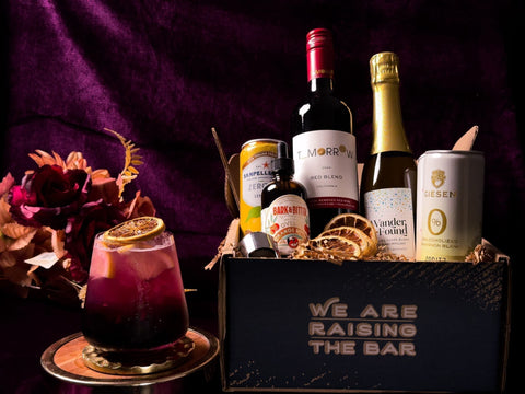 The New Vintage non-alcoholic wine kit from Raising the Bar, with Giesen 0% Spritz and a mocktail